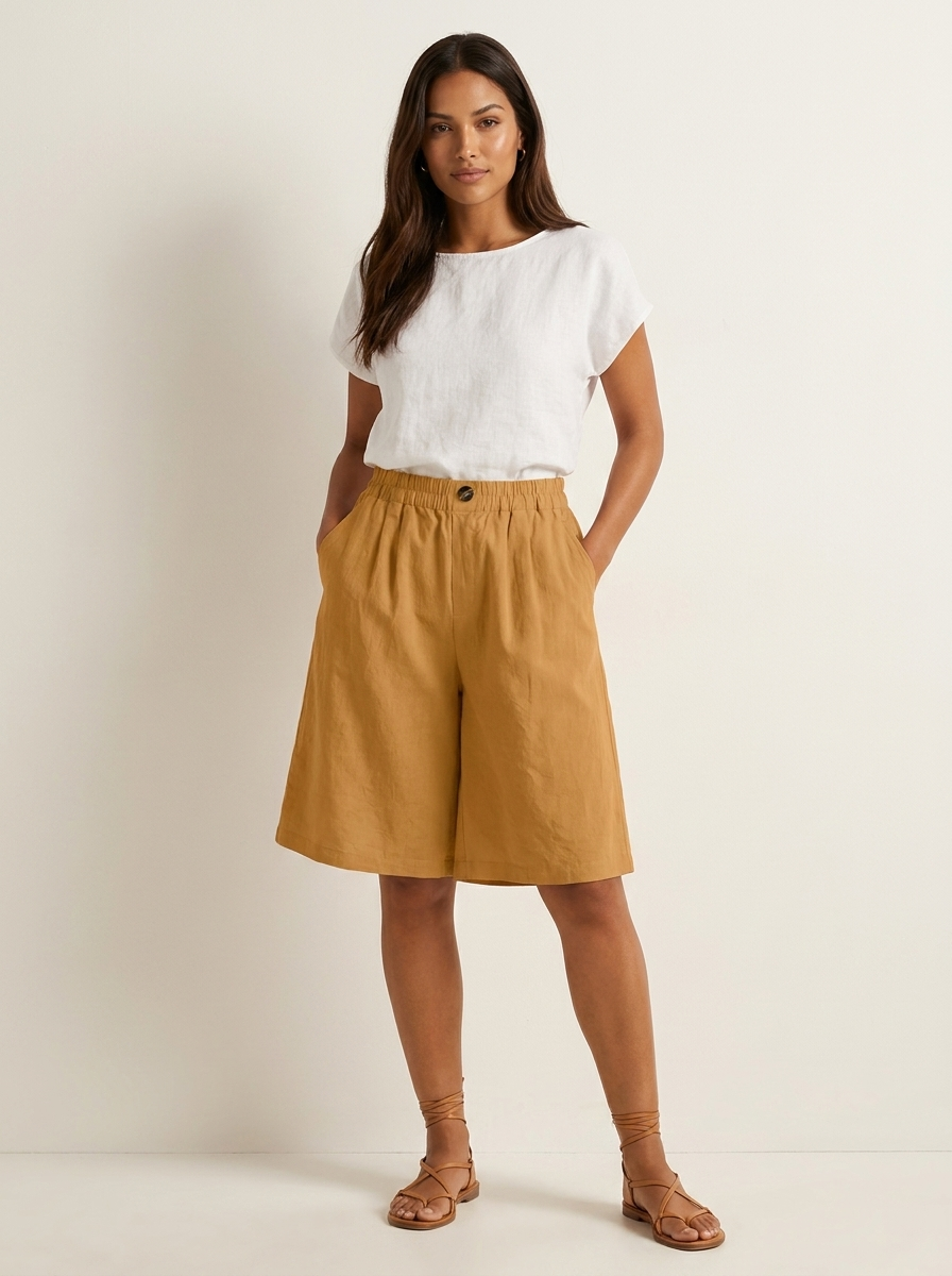 Women's Linen Look Bermuda Shorts