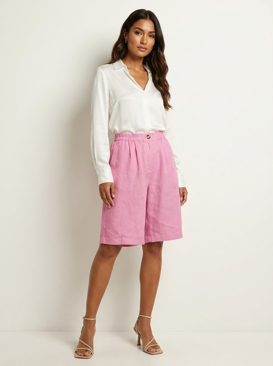 Women's Linen Look Bermuda Shorts