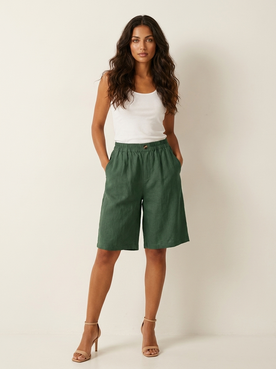 Women's Linen Look Bermuda Shorts