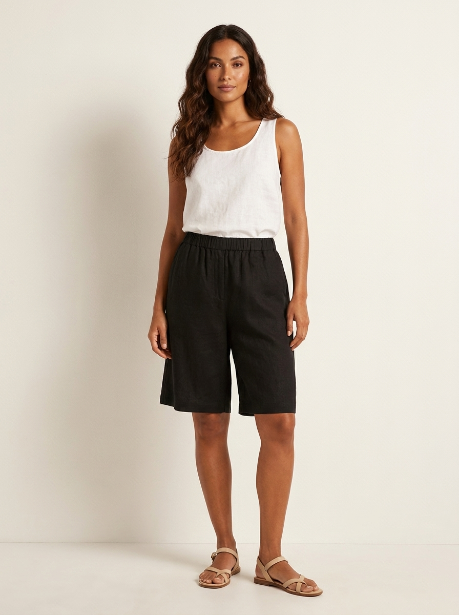 Women's Linen Look Bermuda Shorts