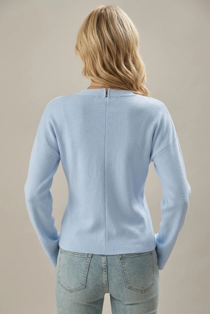 Women's Long Knit Cardigan with V-Neckline and Button Front