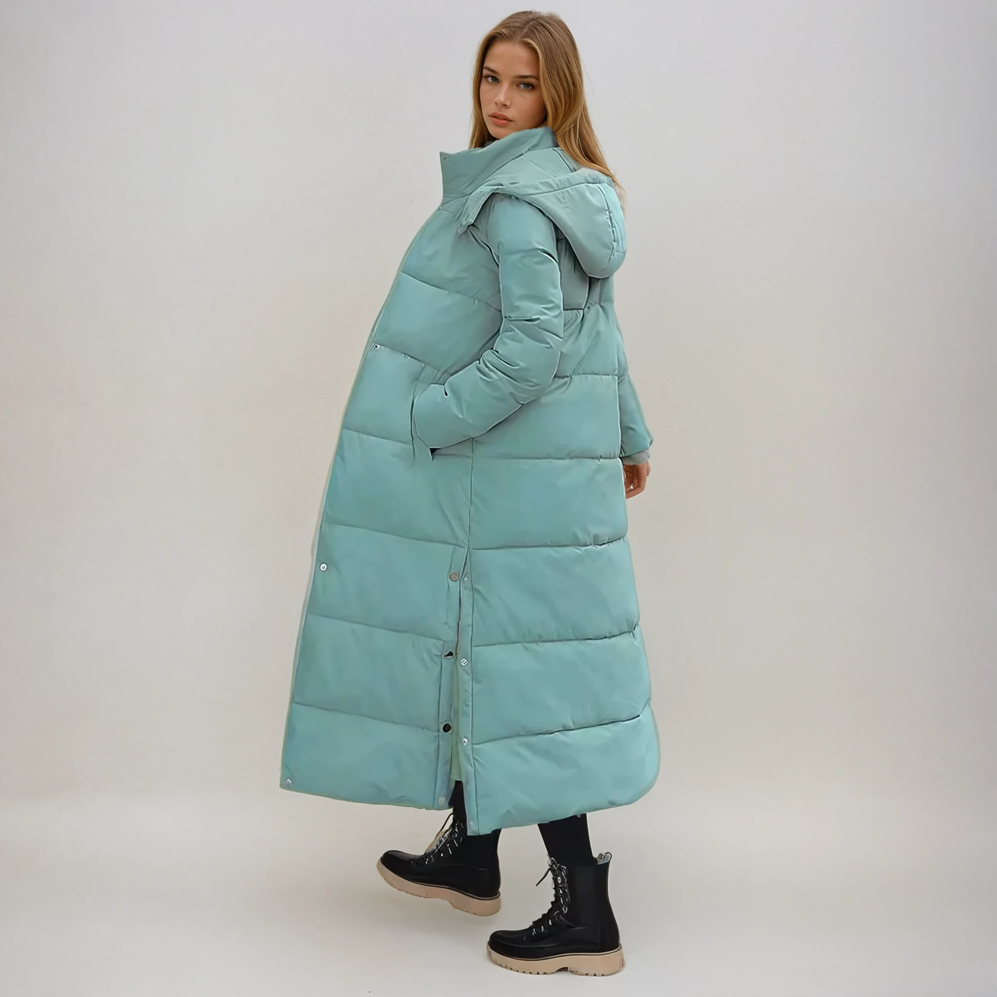 Women's Long Puffer Coat - Insulated Winter Outerwear