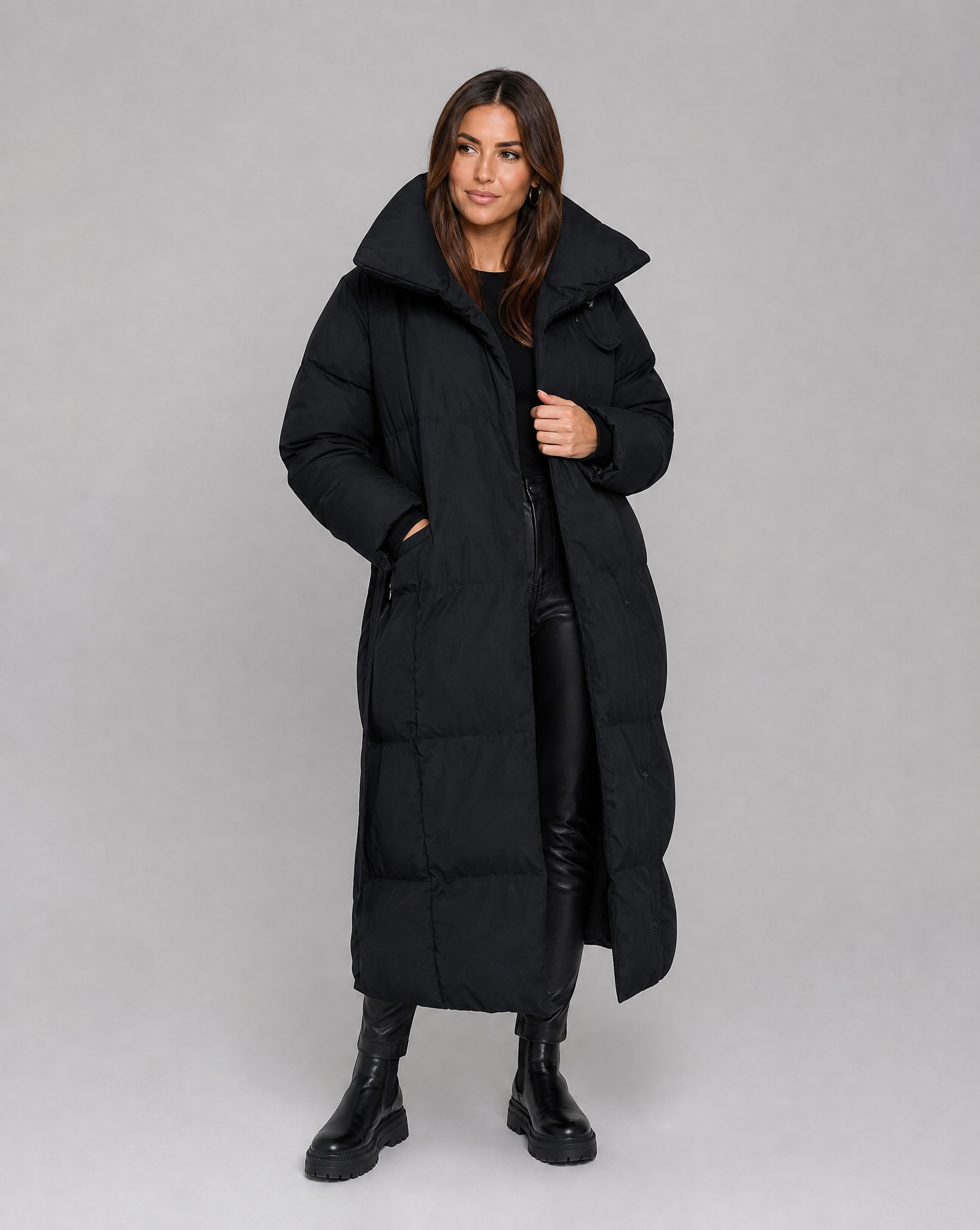 Women's Long Puffer Jacket - Quilted Winter Coat