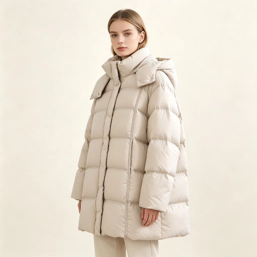 Women's Long Quilted Hooded Jacket