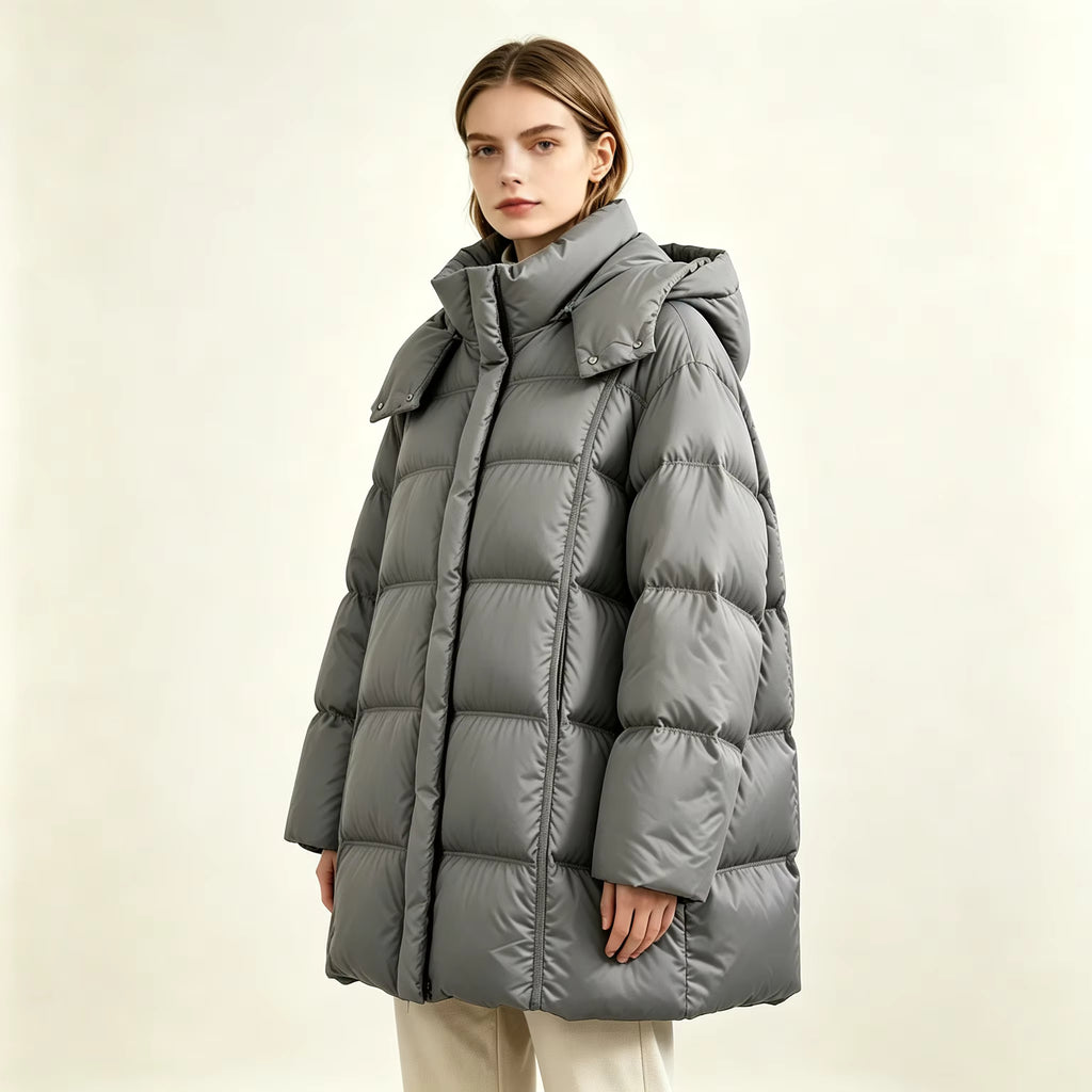 Women's Long Quilted Hooded Jacket