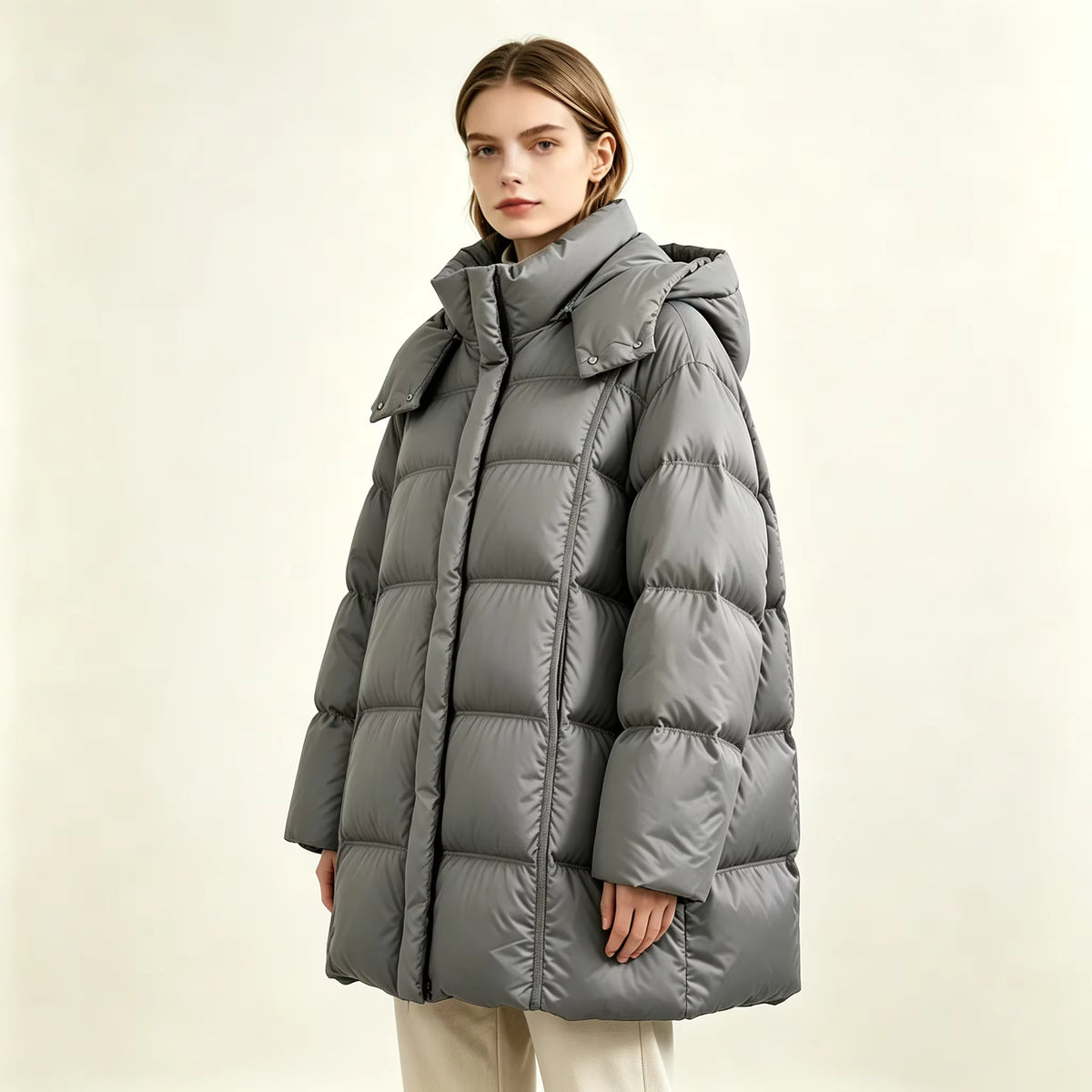 Women's Long Quilted Hooded Jacket
