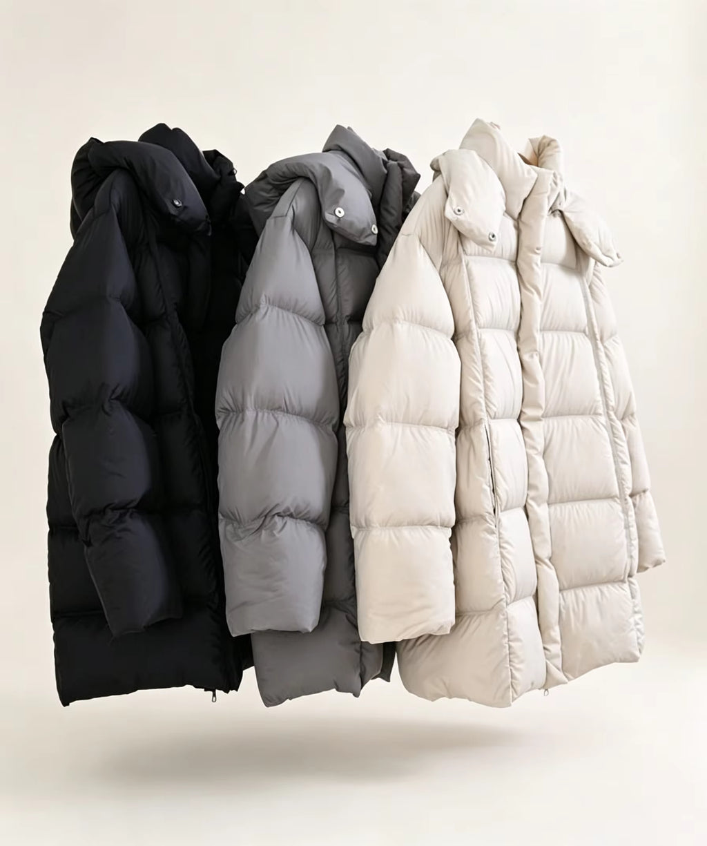 Women's Long Quilted Hooded Jacket
