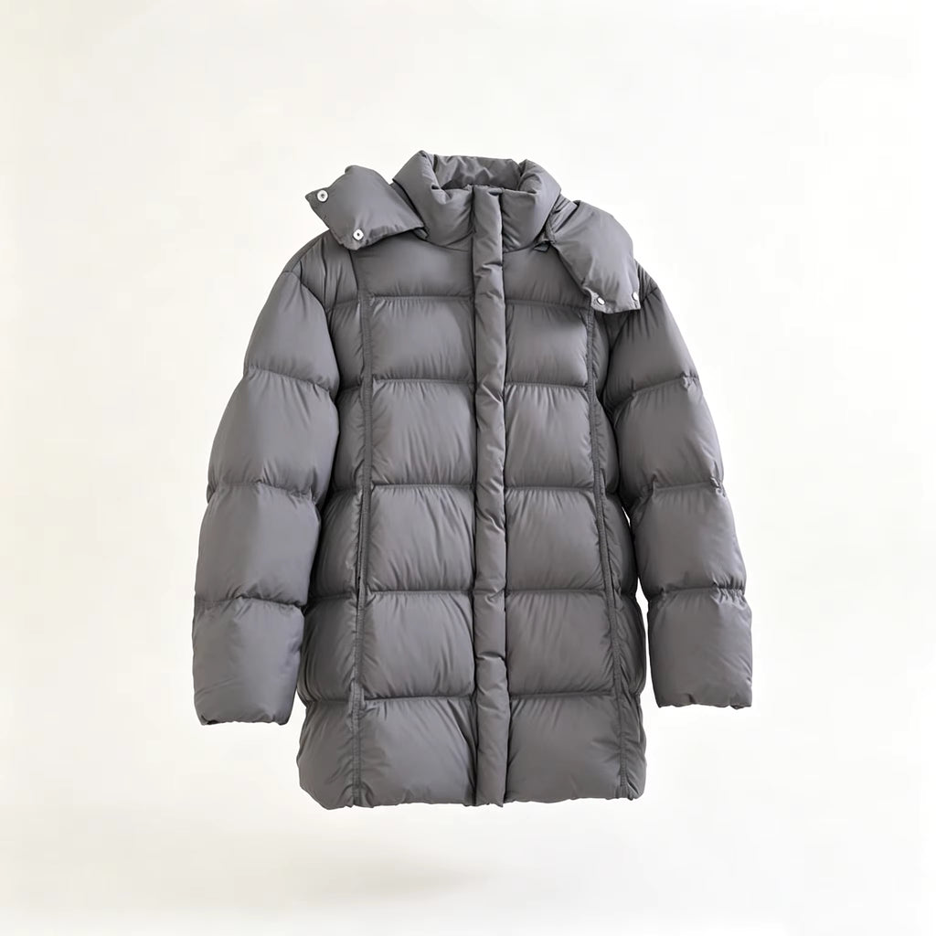 Women's Long Quilted Hooded Jacket