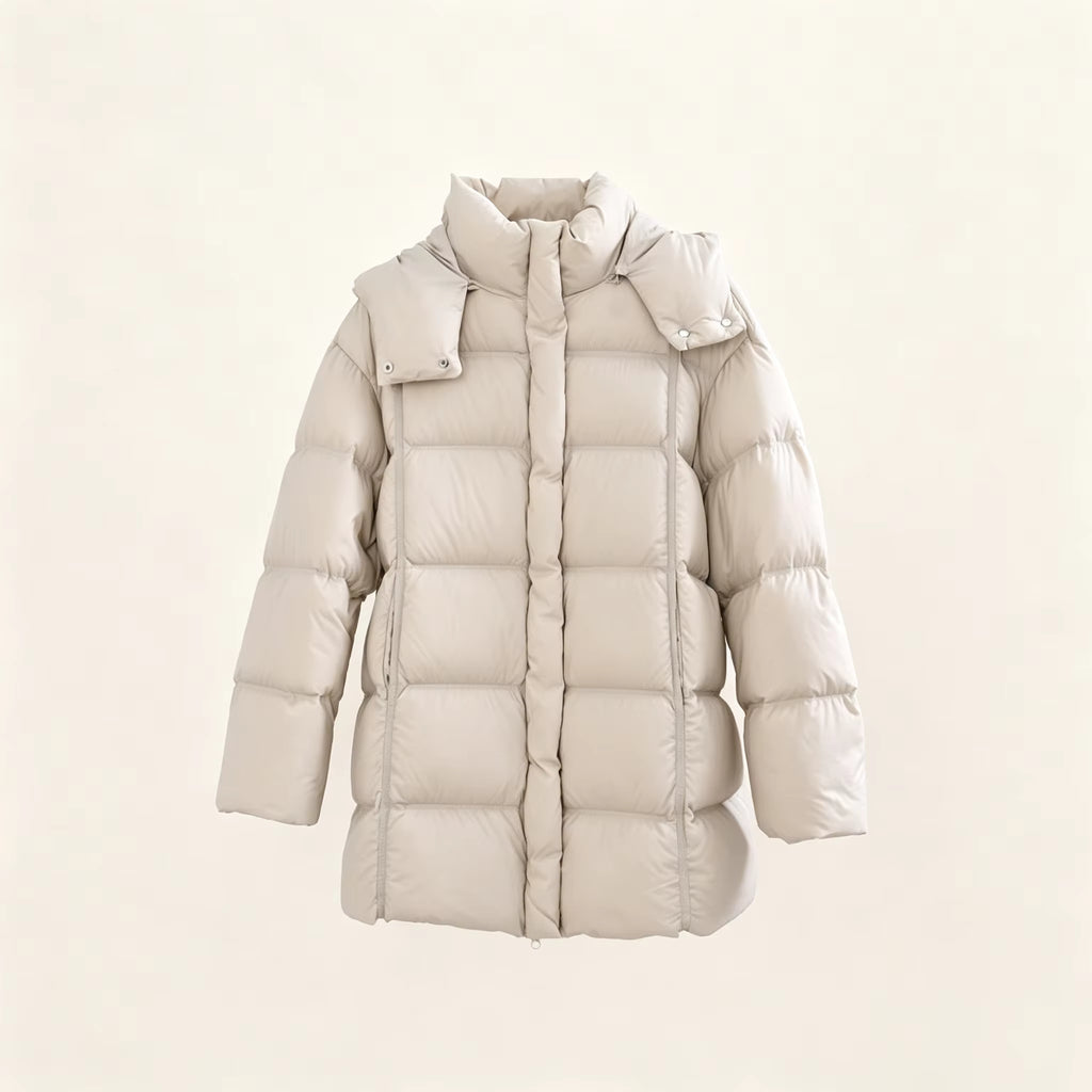 Women's Long Quilted Hooded Jacket