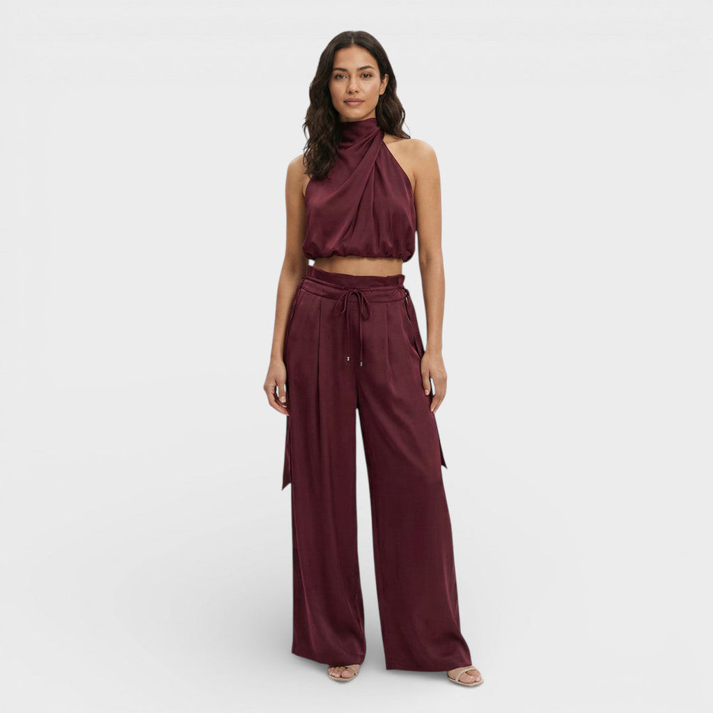 Women's Top with Wide Pants Set
