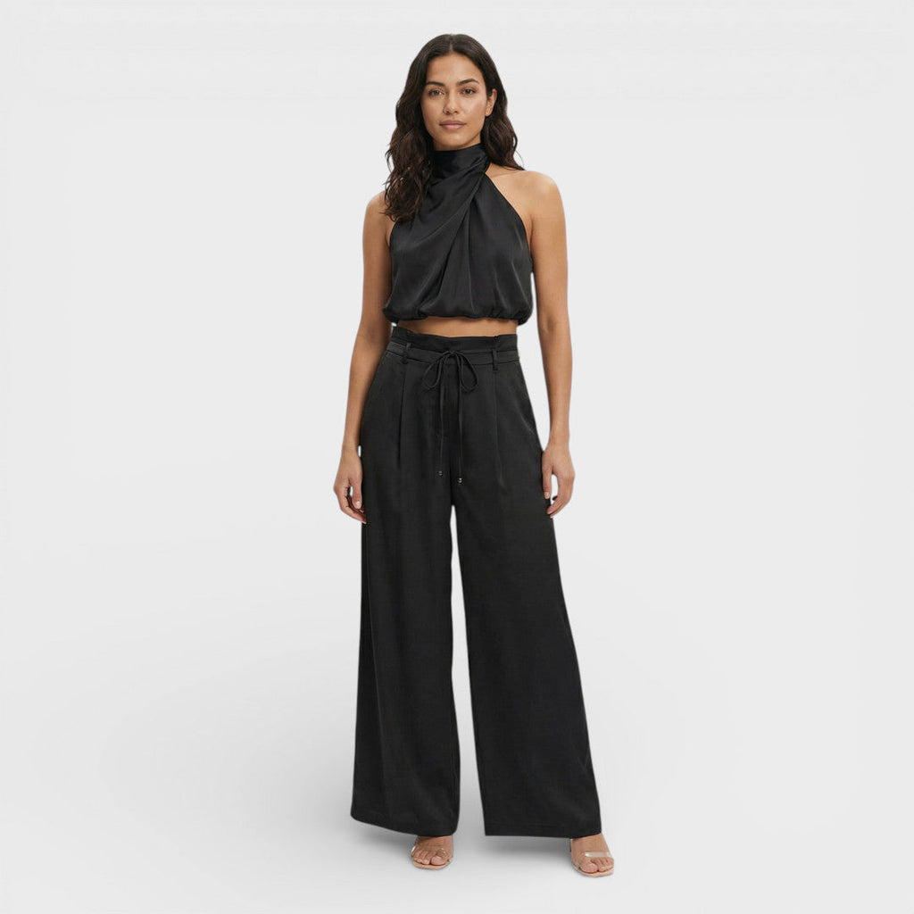 Women's Top with Wide Pants Set
