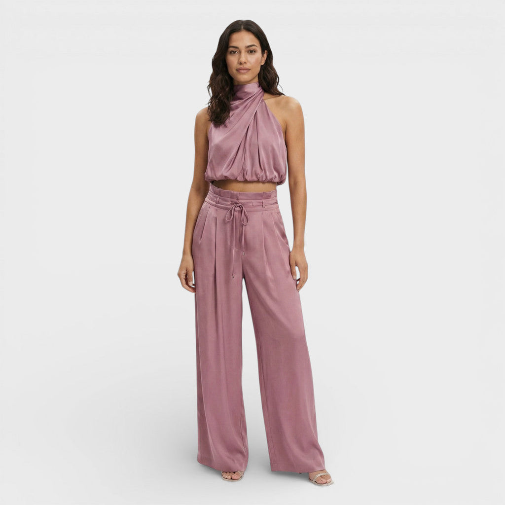 Women's Top with Wide Pants Set