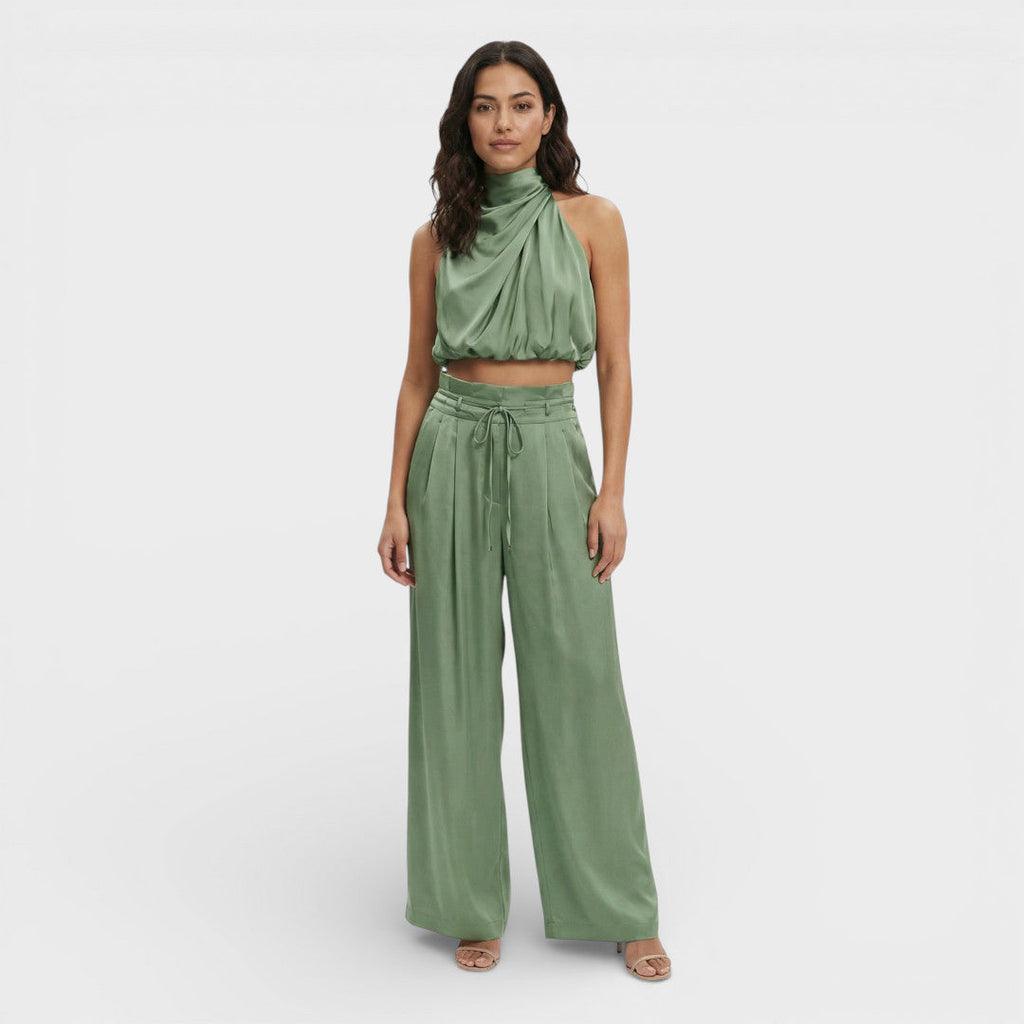 Women's Top with Wide Pants Set
