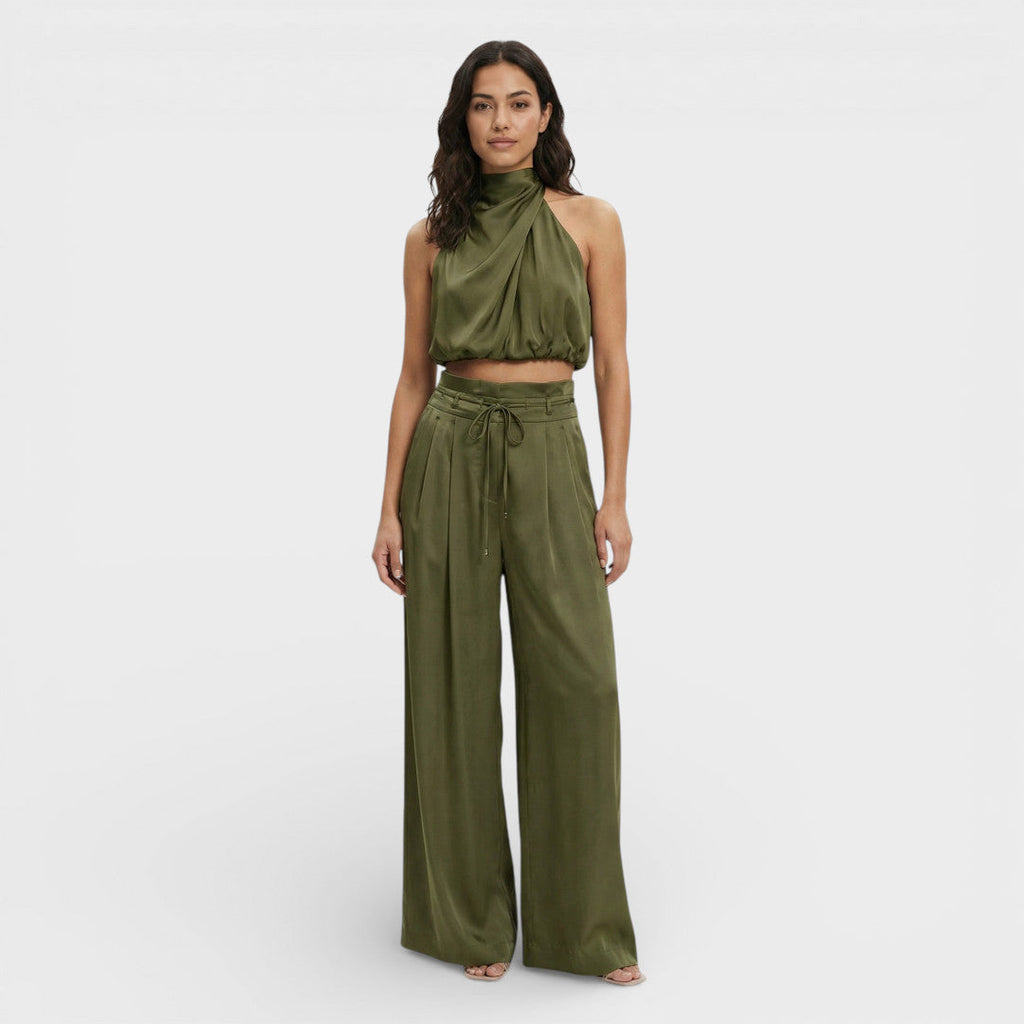 Women's Top with Wide Pants Set