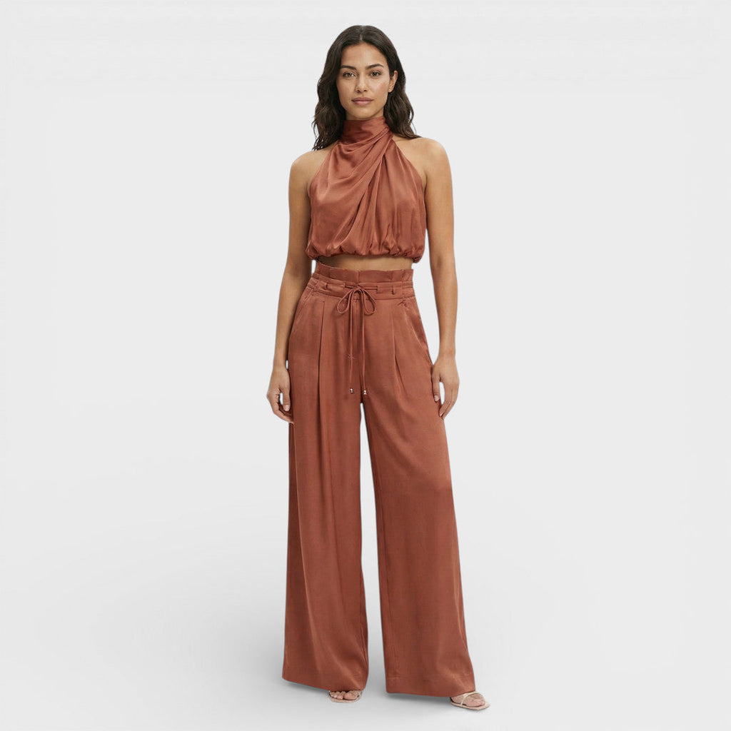Women's Top with Wide Pants Set