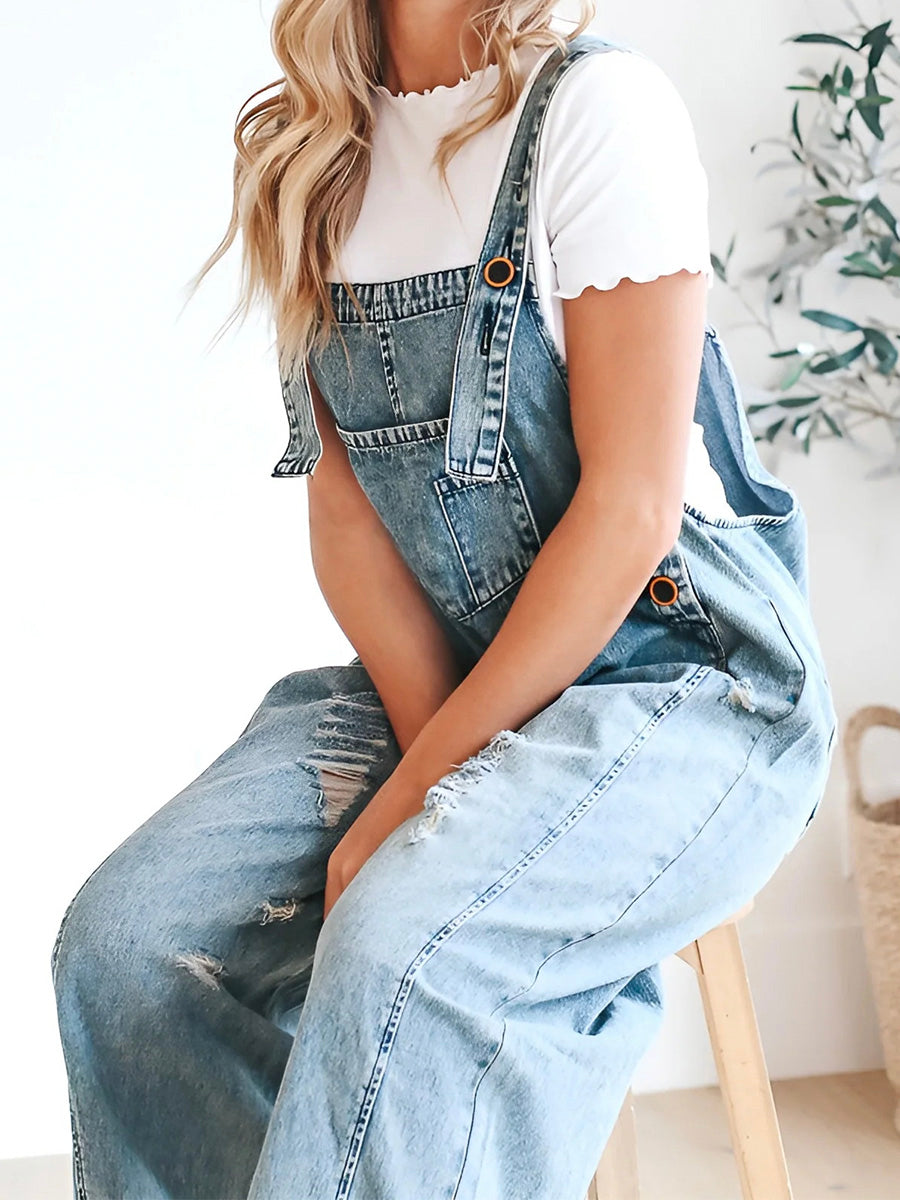 Women's Loose Denim Dungarees