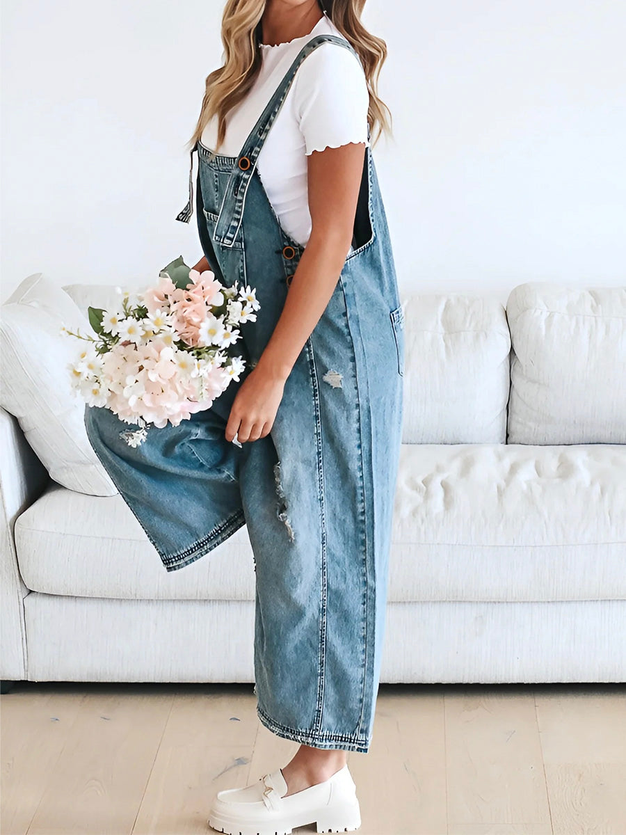 Women's Loose Denim Dungarees