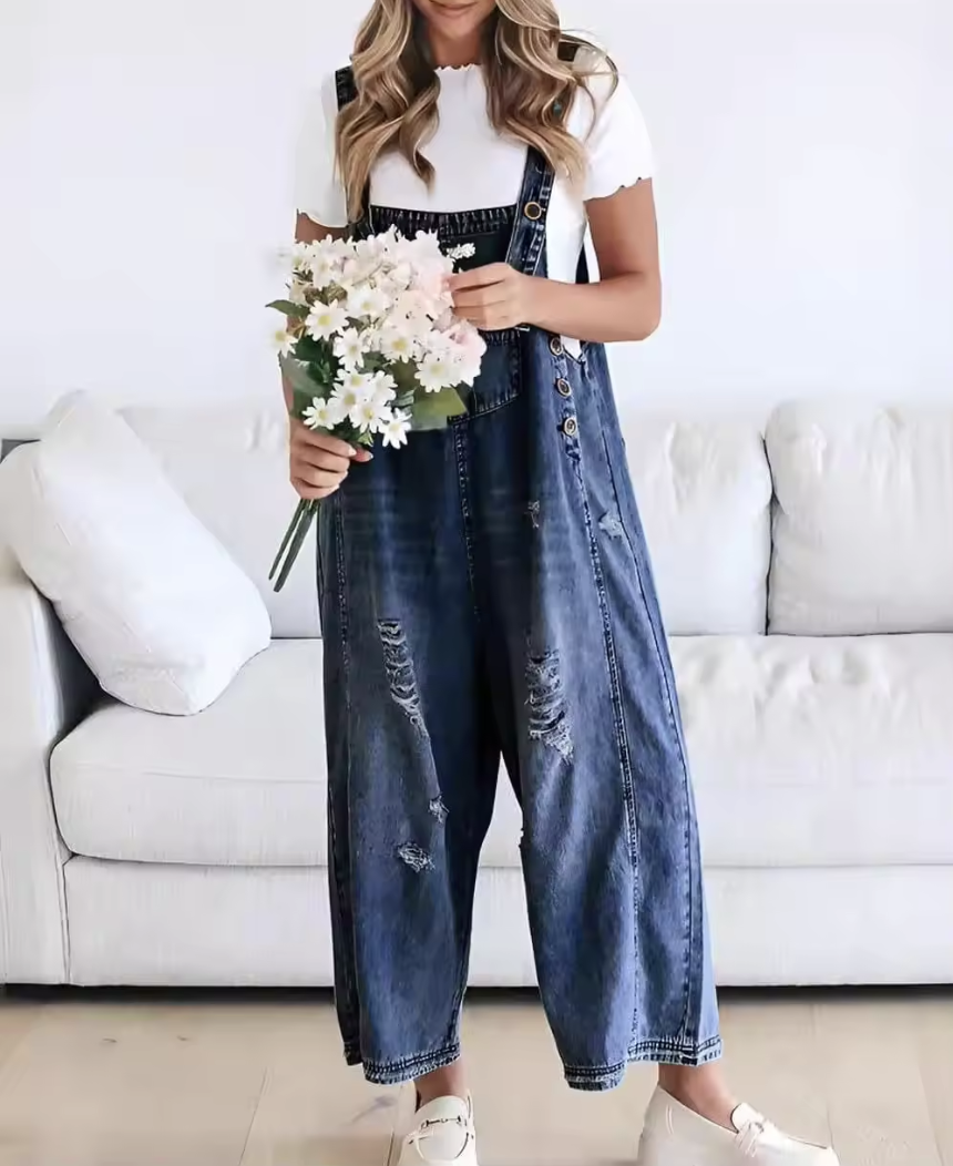 Women's Loose Denim Dungarees