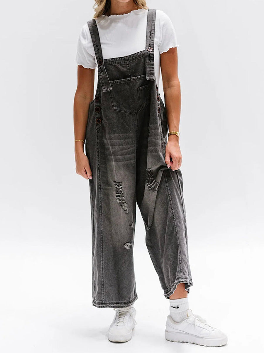 Women's Loose Denim Dungarees