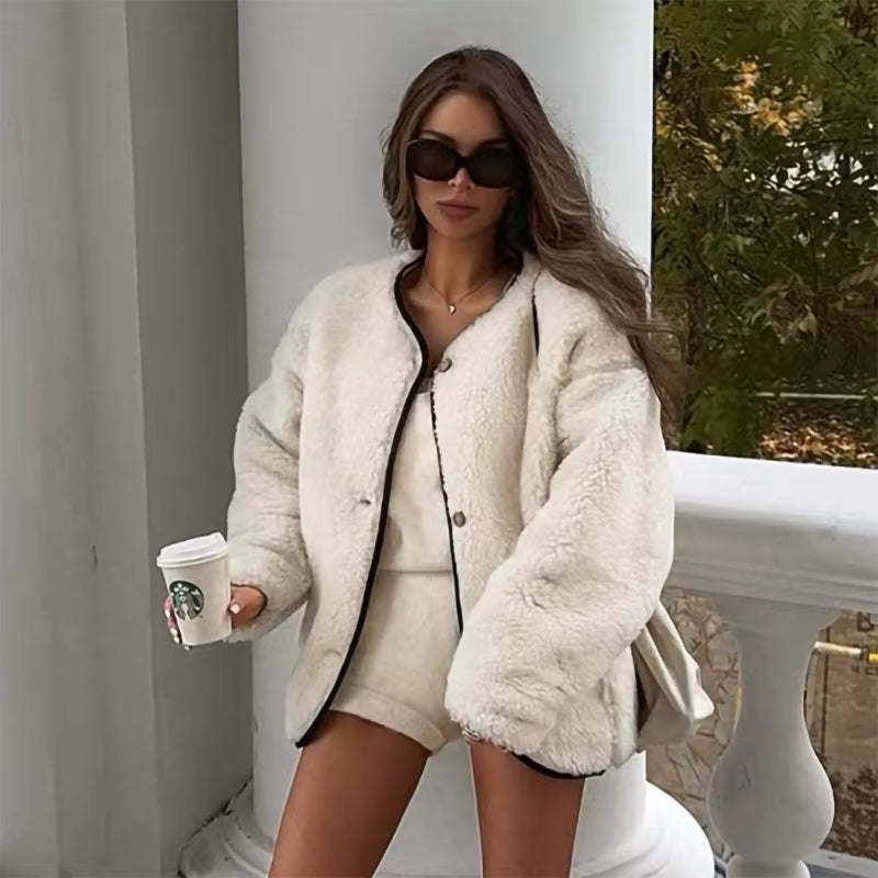 Women's Loose Fit Plush Shaggy Jacket
