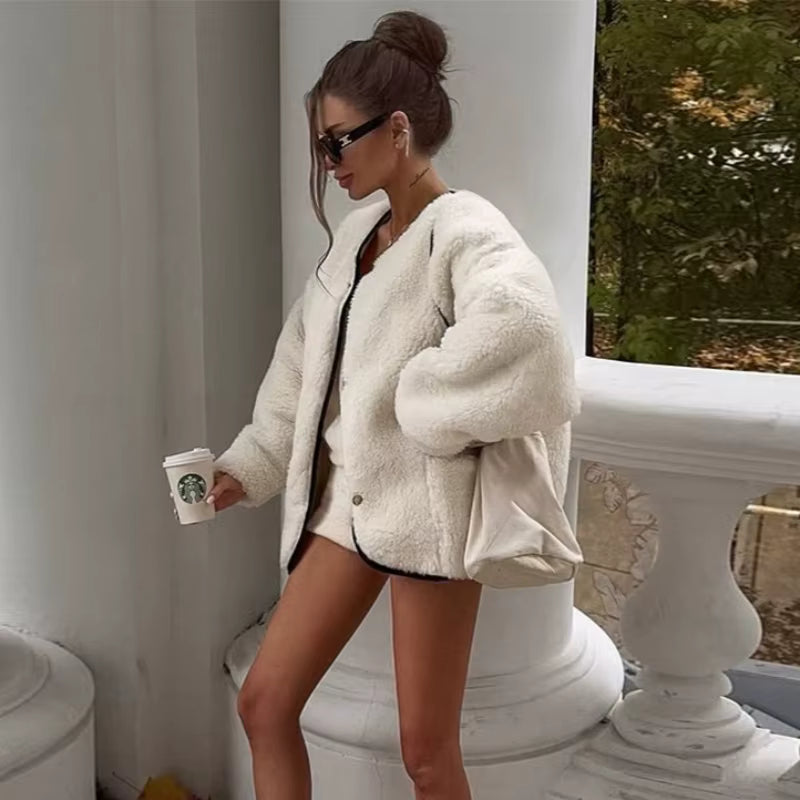 Women's Loose Fit Plush Shaggy Jacket