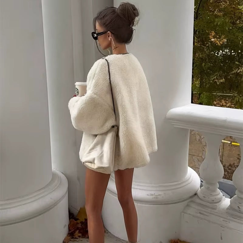 Women's Loose Fit Plush Shaggy Jacket