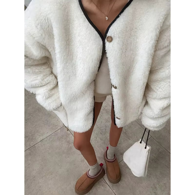 Women's Loose Fit Plush Shaggy Jacket
