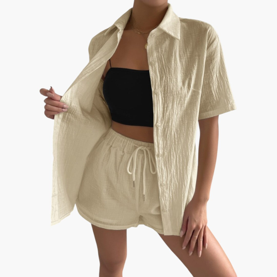 Women's Loungewear Set: Lightweight Blouse and Shorts