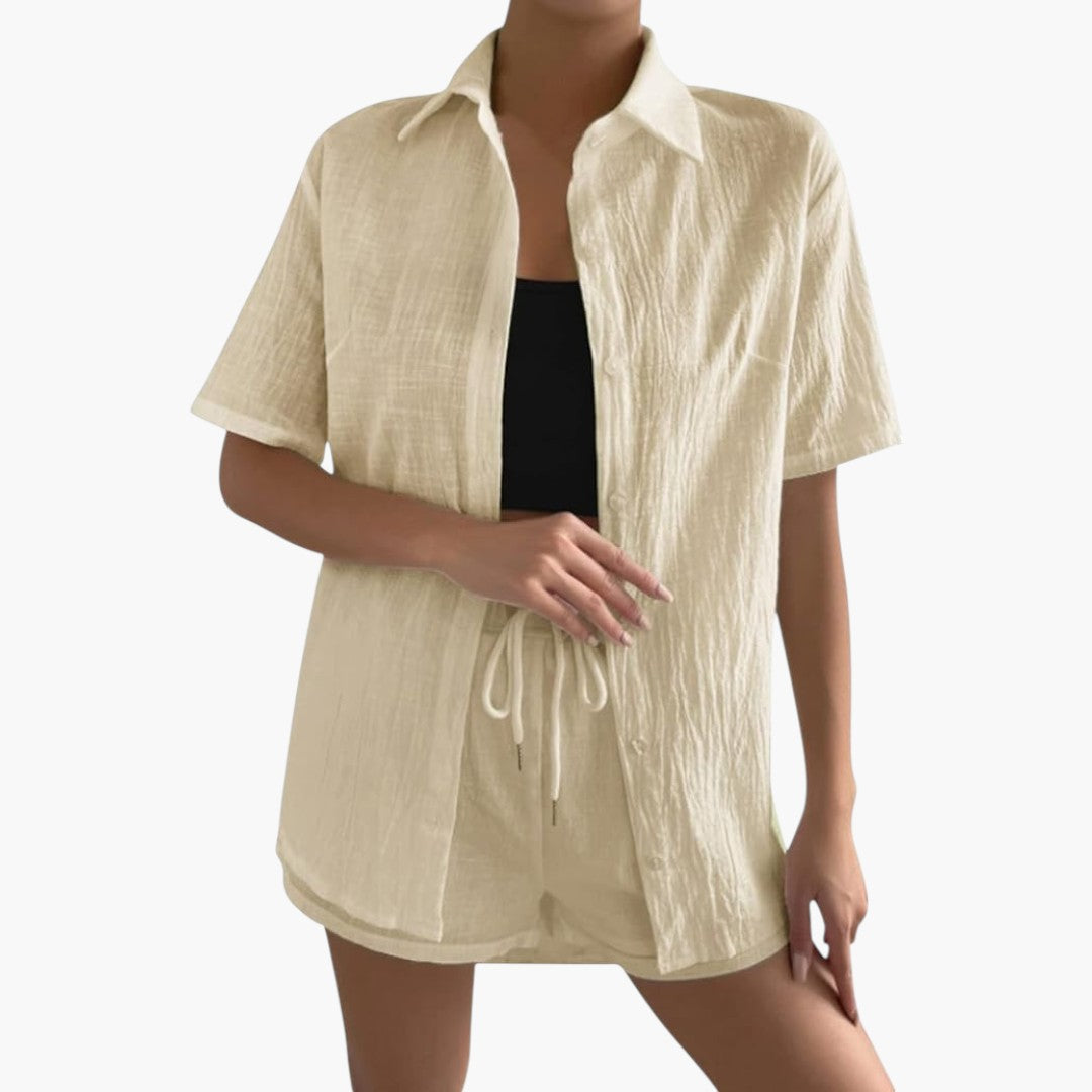 Women's Loungewear Set: Lightweight Blouse and Shorts