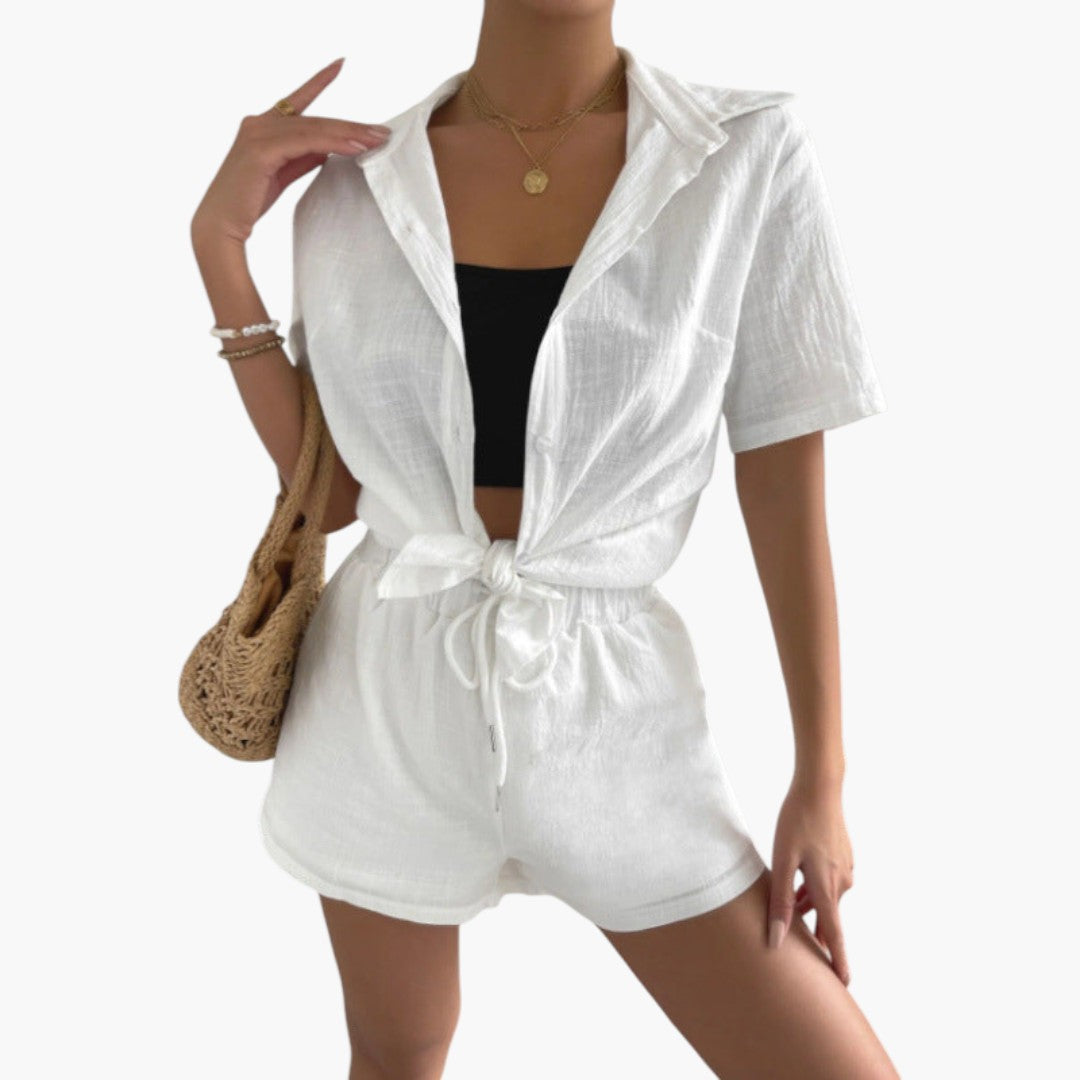 Women's Loungewear Set: Lightweight Blouse and Shorts