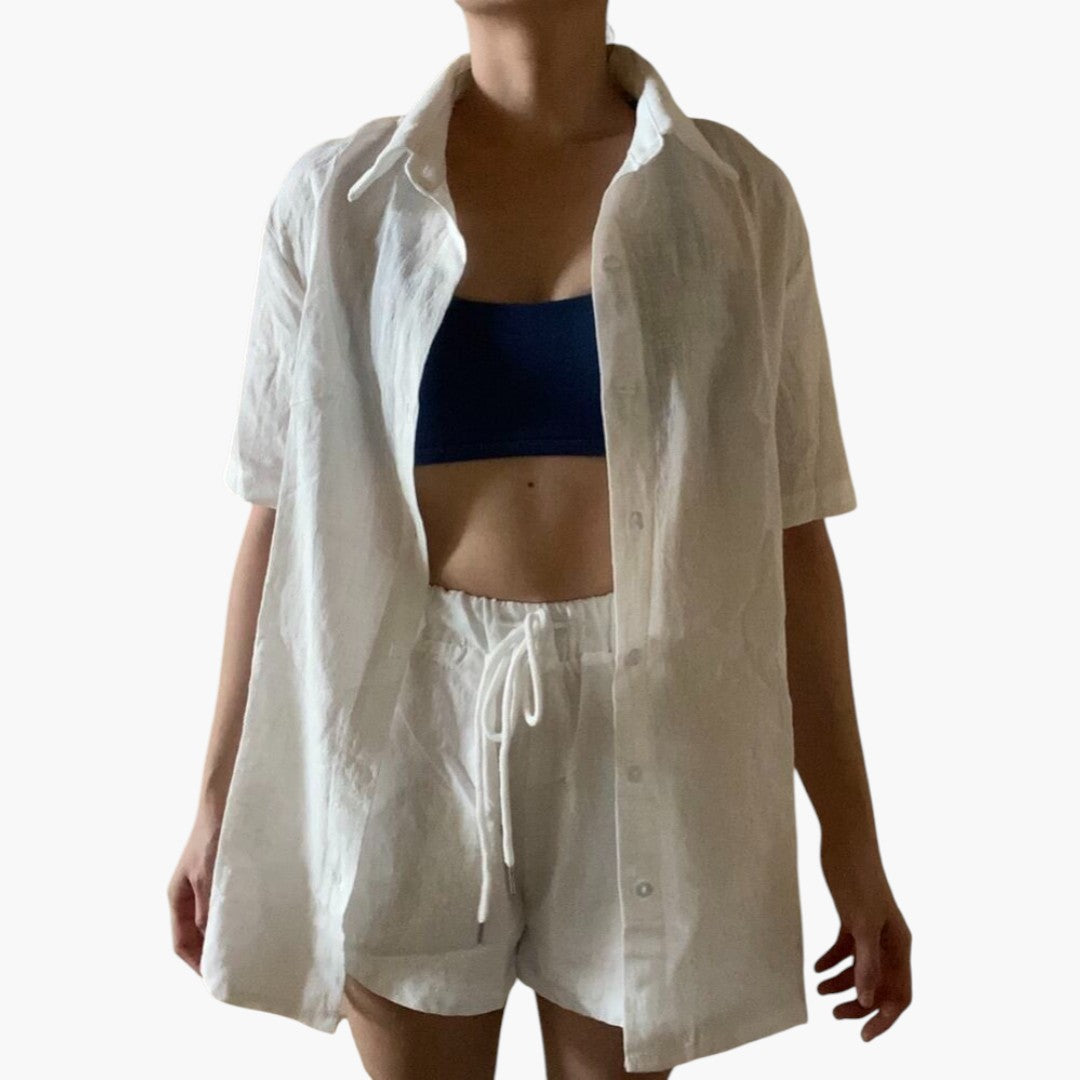 Women's Loungewear Set: Lightweight Blouse and Shorts