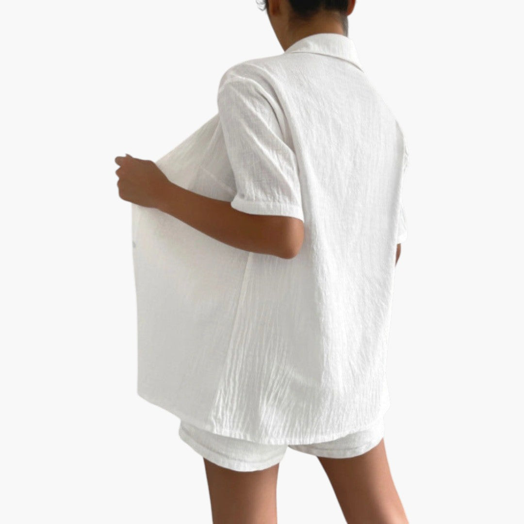 Women's Loungewear Set: Lightweight Blouse and Shorts