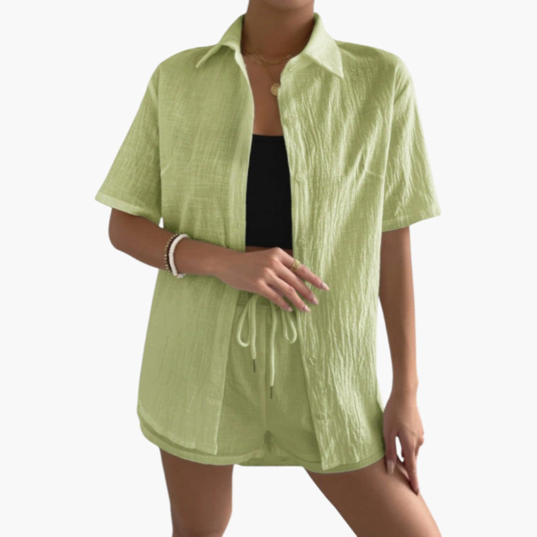 Women's Loungewear Set: Lightweight Blouse and Shorts