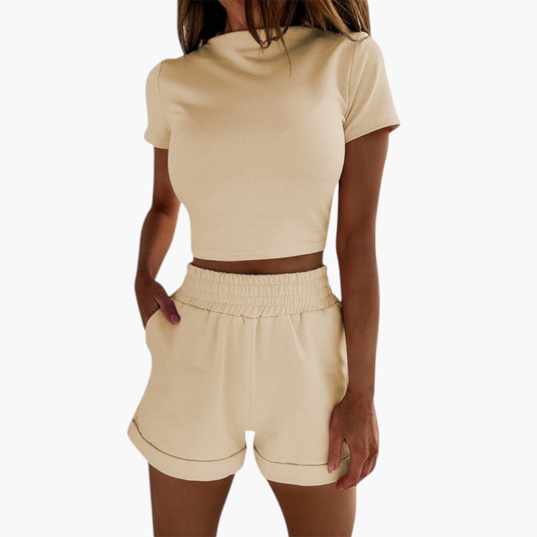 Women's Loungewear Two-Piece Cropped Top and Shorts Set