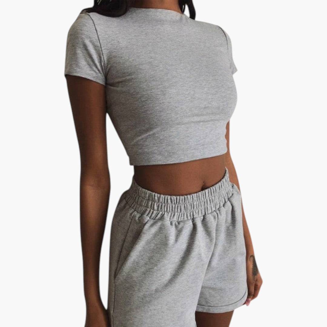 Women's Loungewear Two-Piece Cropped Top and Shorts Set