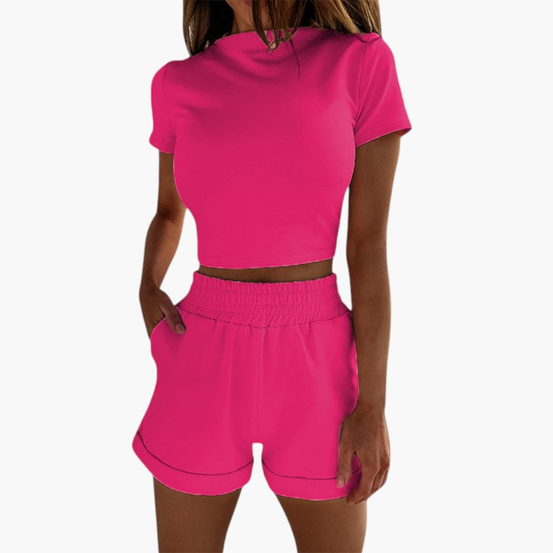 Women's Loungewear Two-Piece Cropped Top and Shorts Set