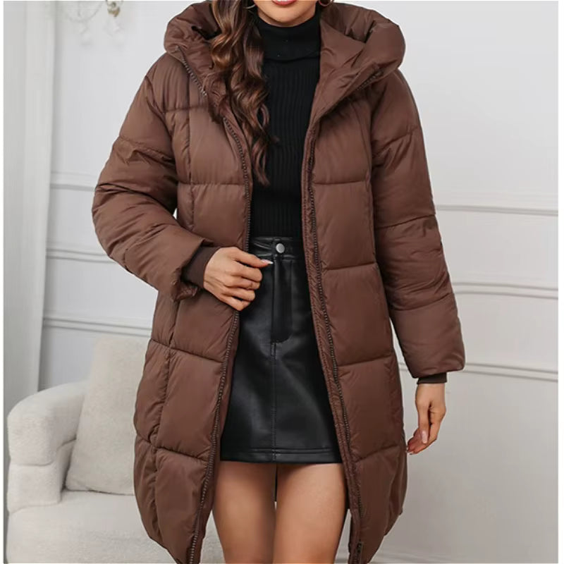 Women's Mid-Length Hooded Parka Coat