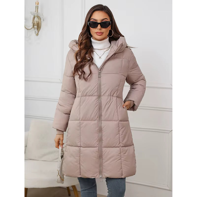 Women's Mid-Length Hooded Parka Coat