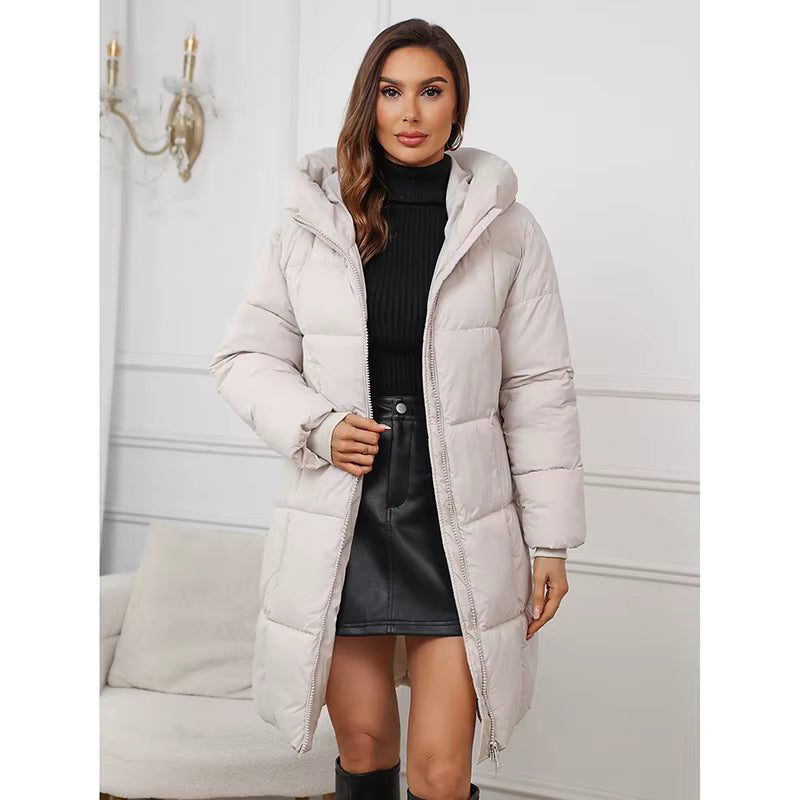 Women's Mid-Length Hooded Parka Coat