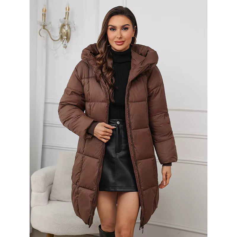 Women's Mid-Length Hooded Parka Coat