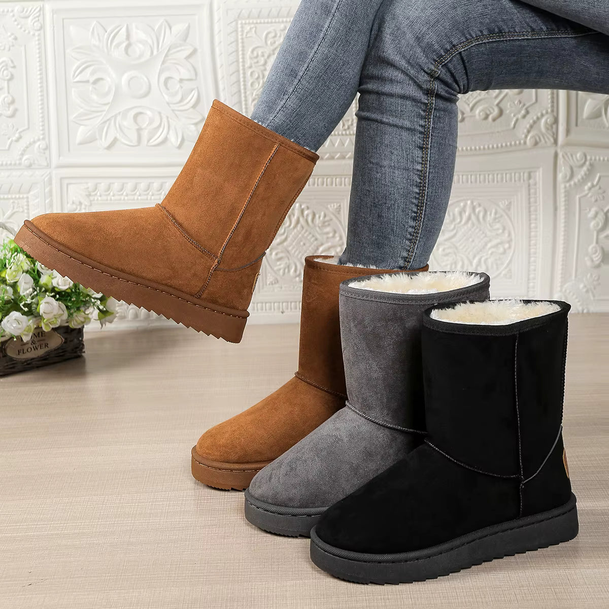 Women's Mid Calf Waterproof Winter Boots
