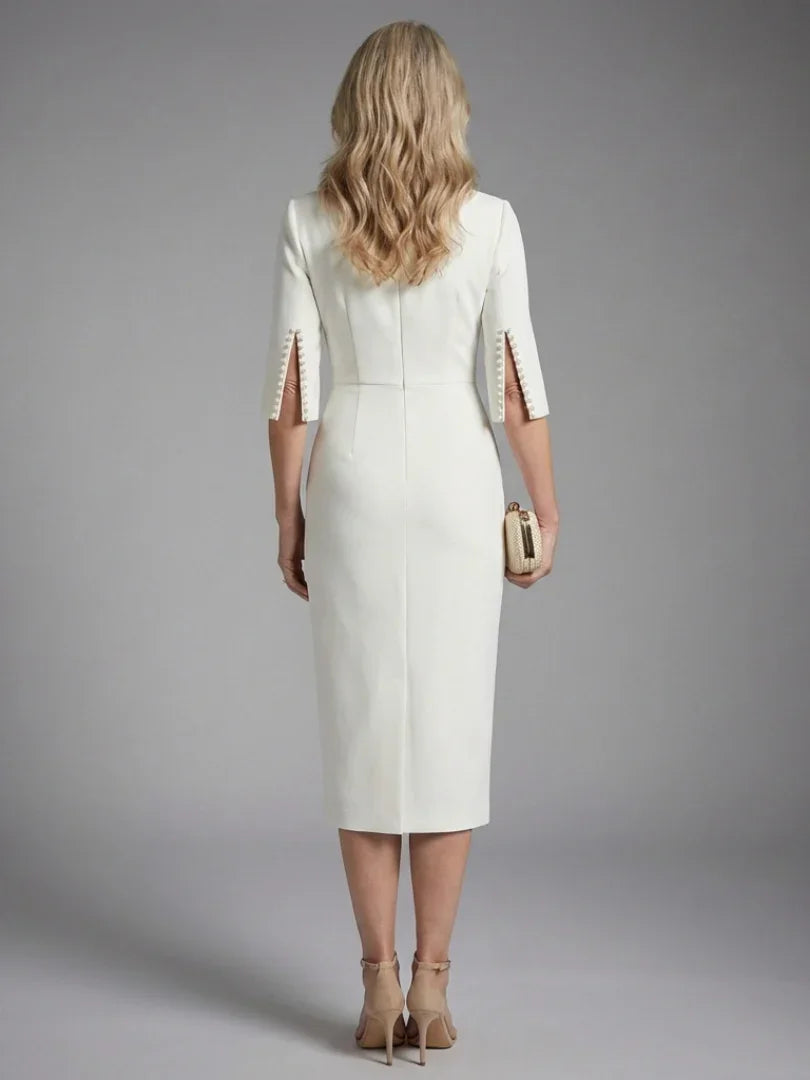 Women's Midi Dress with Three-Quarter Sleeves