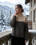 Women's Oversized Herringbone Color Block Sweater 0