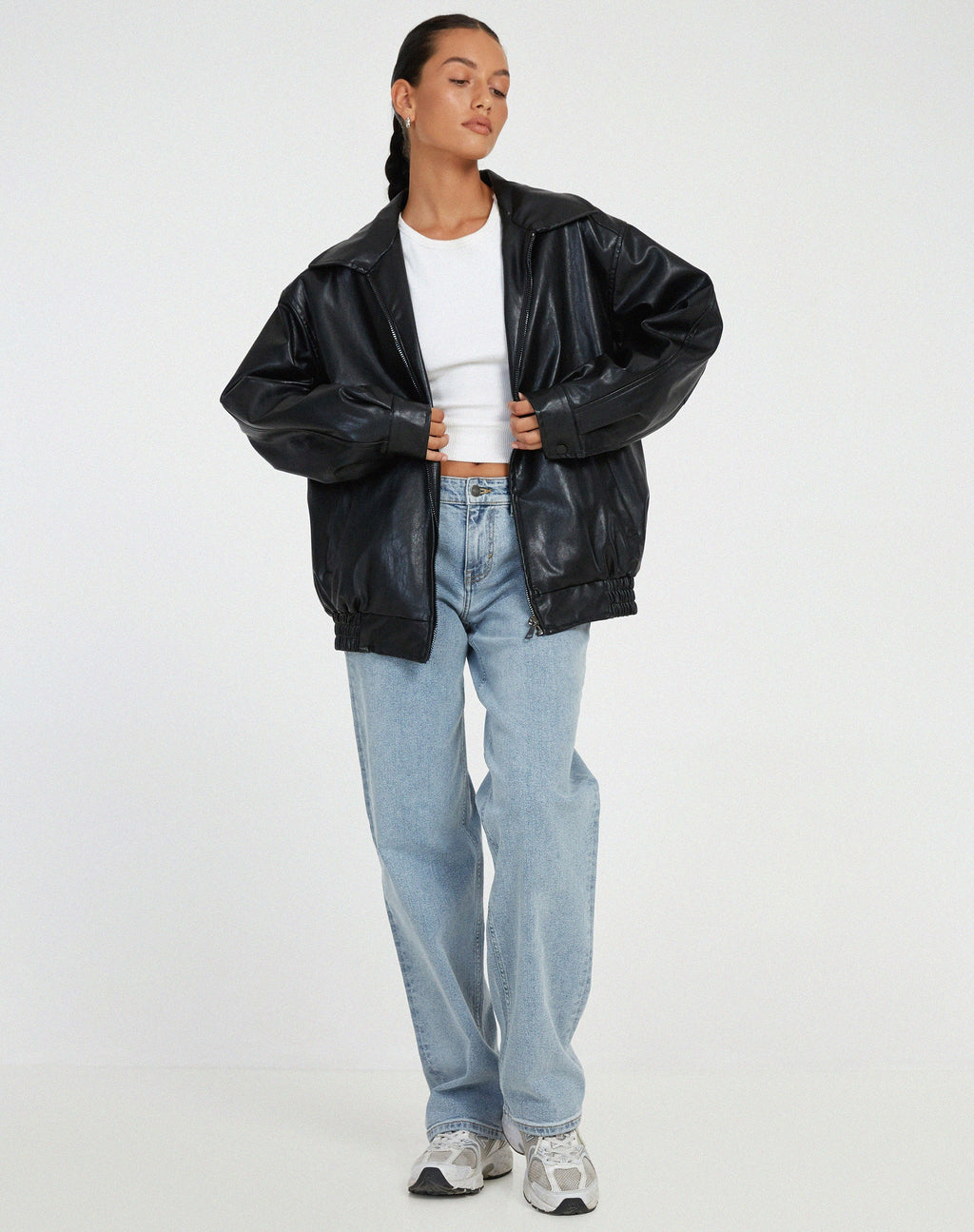 Women's Oversized Leather Jacket