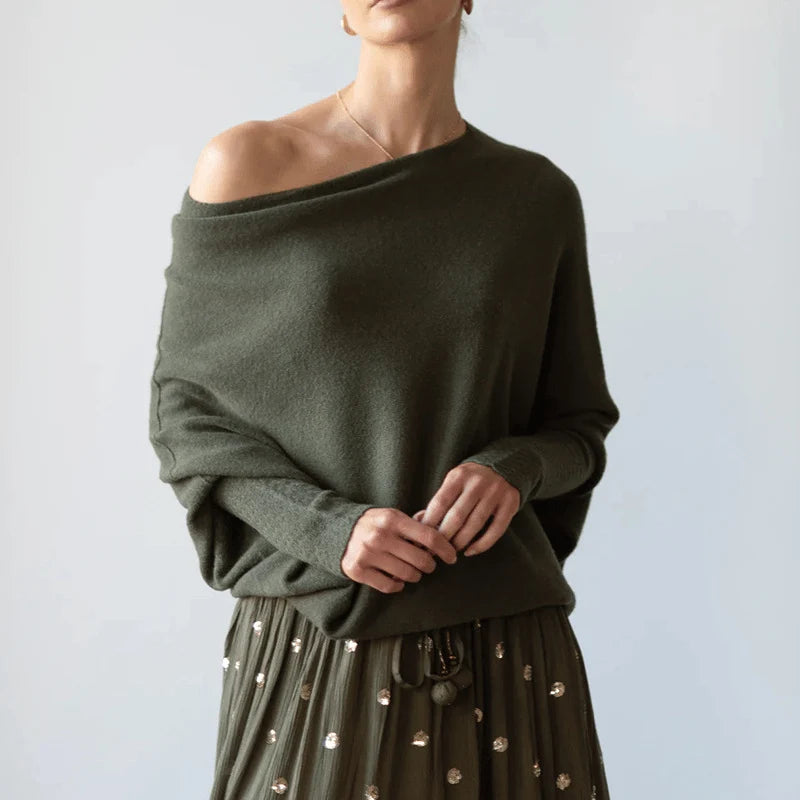 Women's Oversized Off-Shoulder Winter Sweater 13