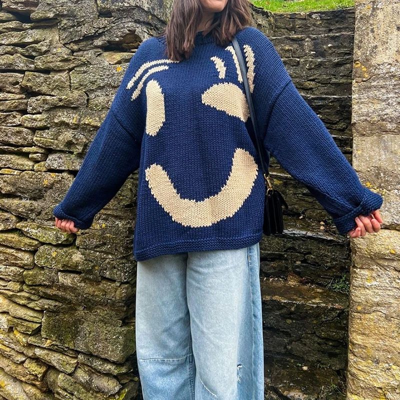 Women’s Oversized Smiley Face Sweater