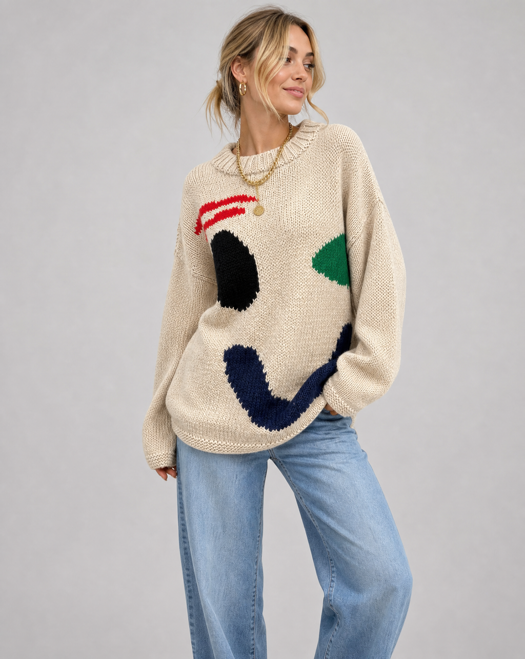 Women’s Oversized Smiley Face Sweater
