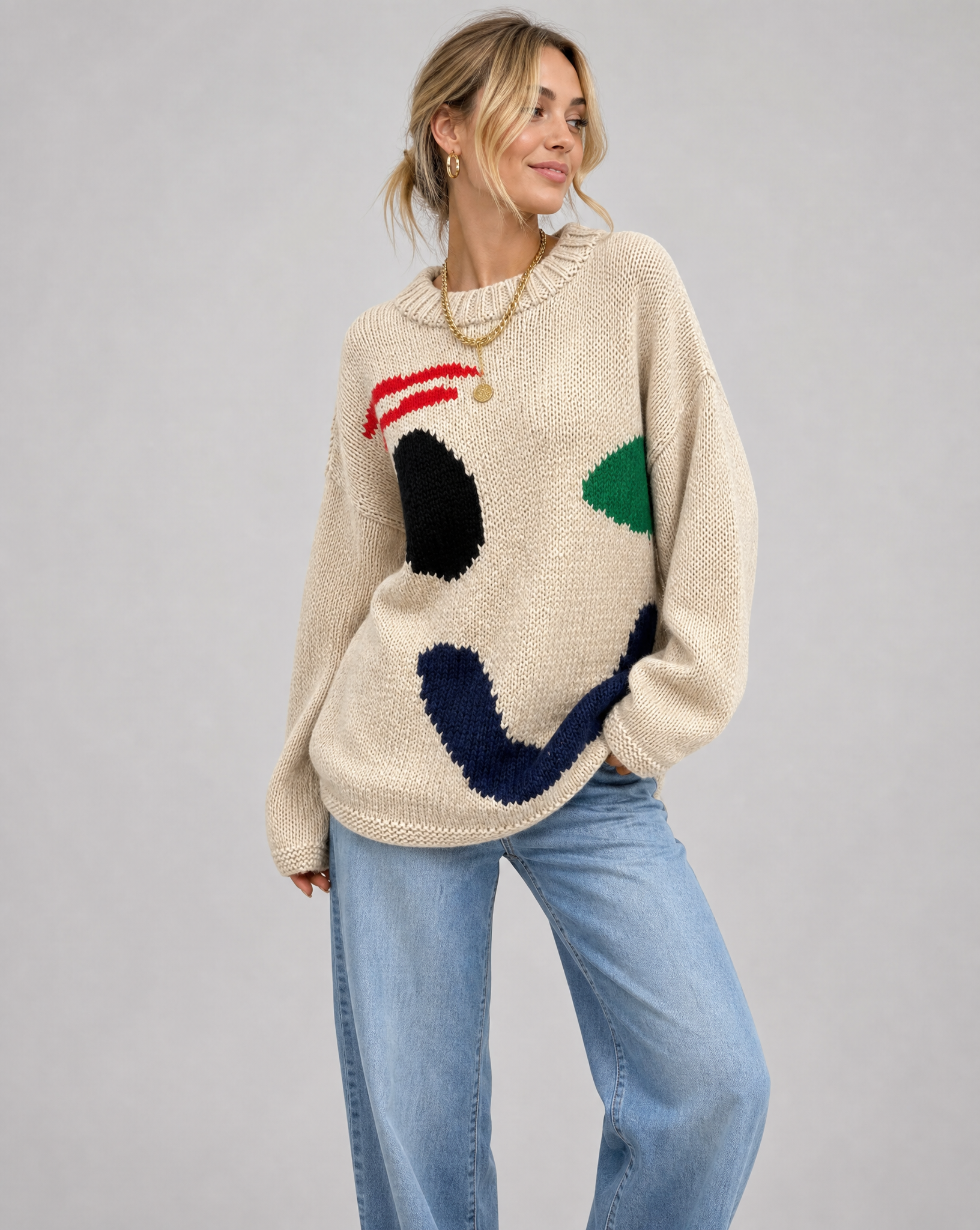 Women’s Oversized Smiley Face Sweater