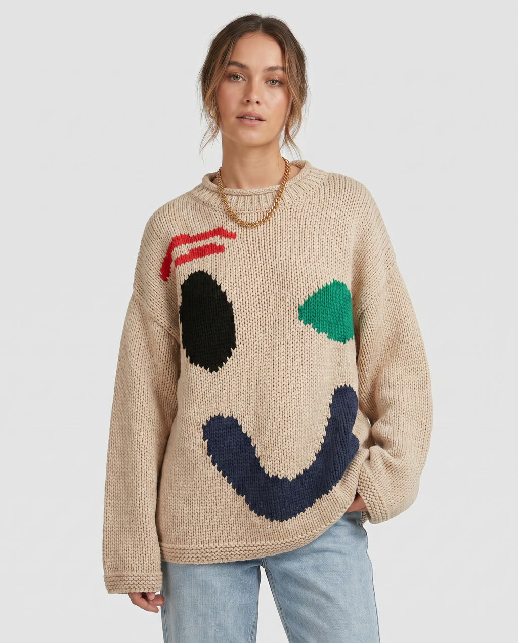 Women’s Oversized Smiley Face Sweater
