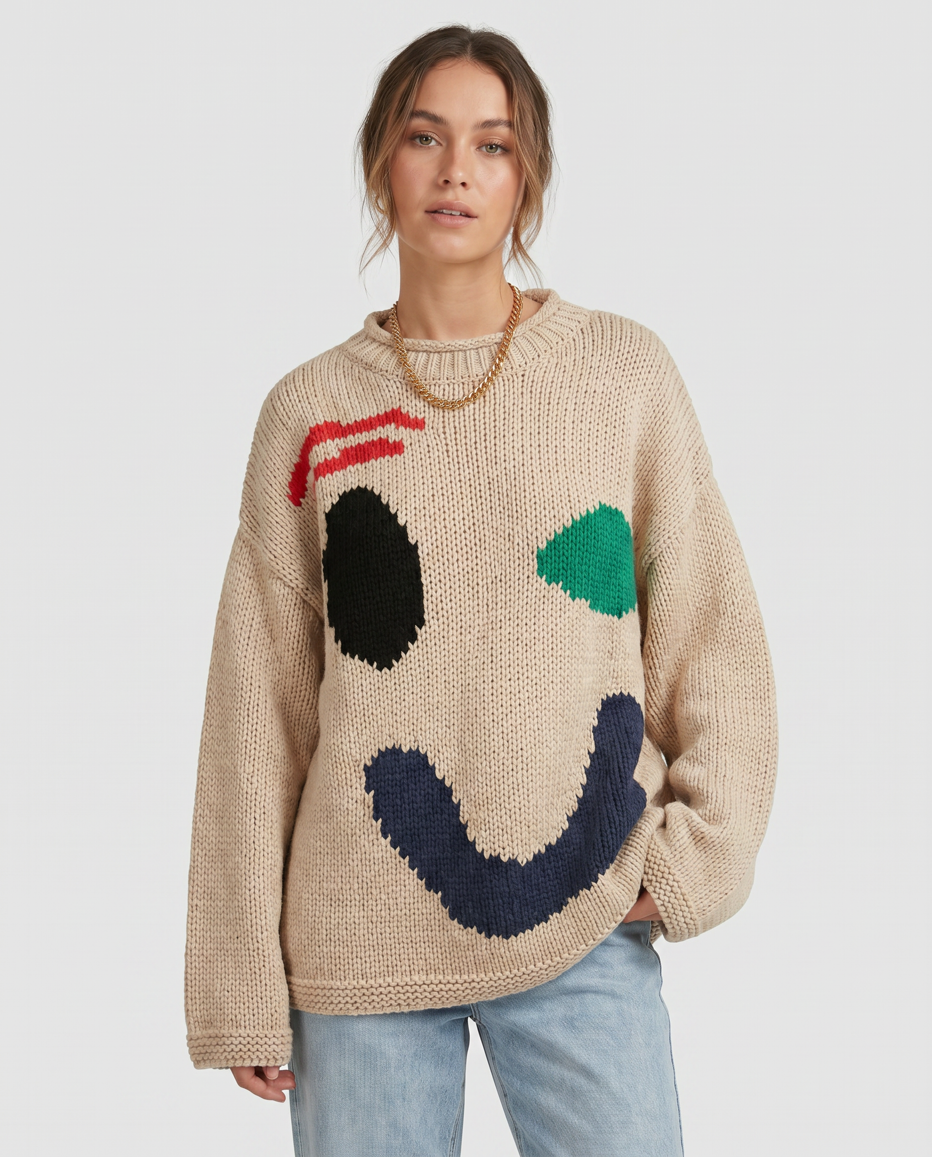 Women’s Oversized Smiley Face Sweater